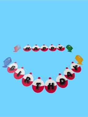 Fishing Bobber Happy Birthday Banner - Colorful Fish Garland